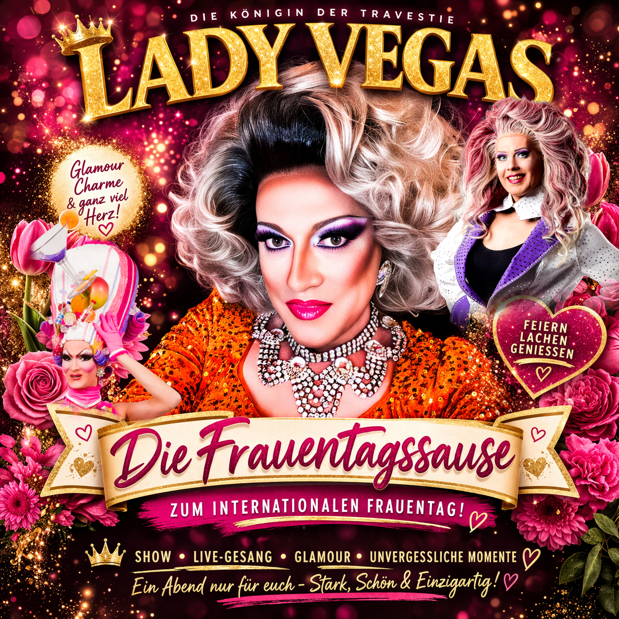 Frauentagssause – Lady Vegas & Stars am 06. März 2027 im Theater Schiefe Ebene Neustrelitz
